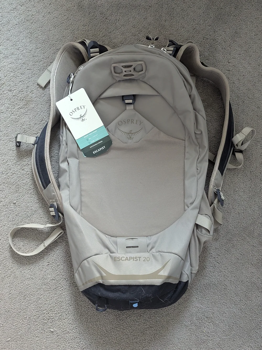 OSPREY Escapist 20 Backpack — Light Gray with Black Base
